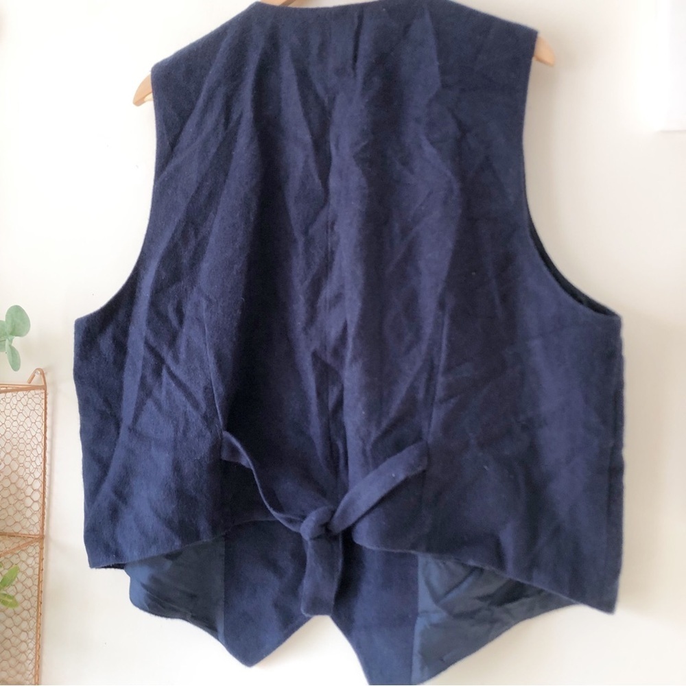 Karen Scott Vintage Christmas Snowman Navy Blue Felt Vest 2X Plus Size Winter - Picture 9 of 13